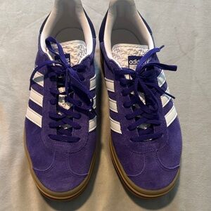 Women’s Adidas GazelleVibrant Purple and White Sneakers! Brand New w/box